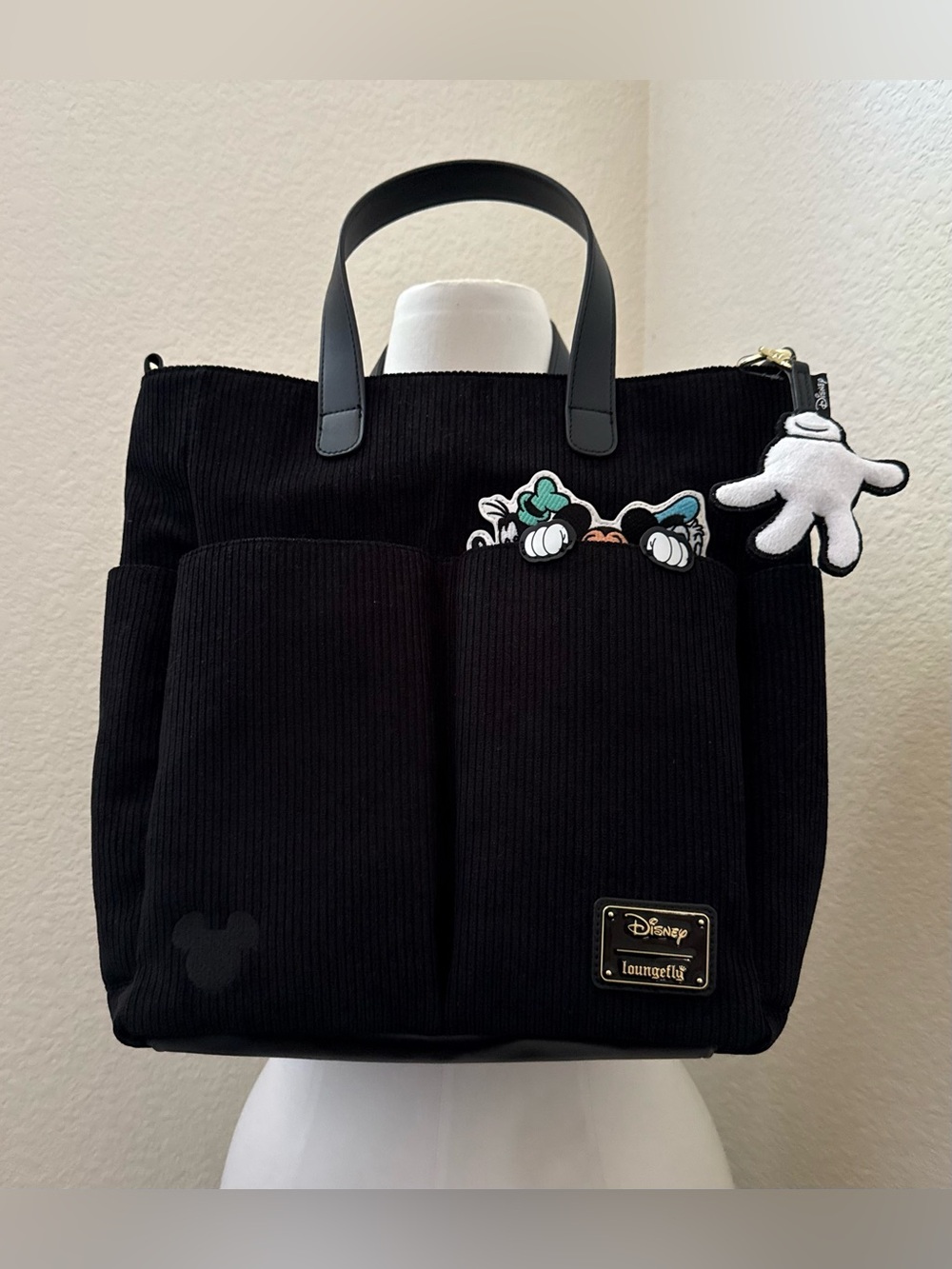 Loungefly Disney Mickey & Friends Peeking Pocket Corduroy Tote